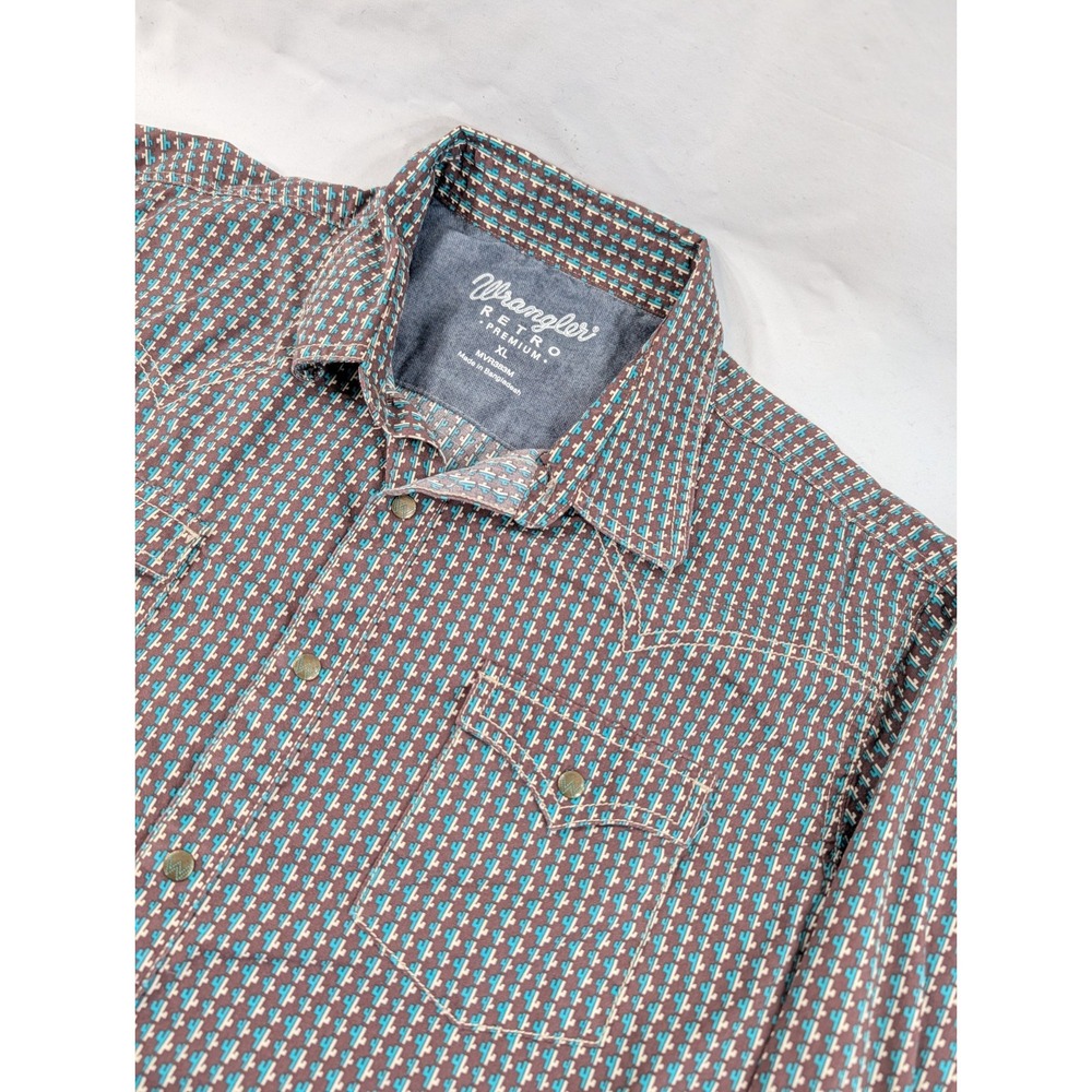 Wrangler Retro Premium Shirt Men's Mettal Snap UP‎  AOP Cactus Print Size XL